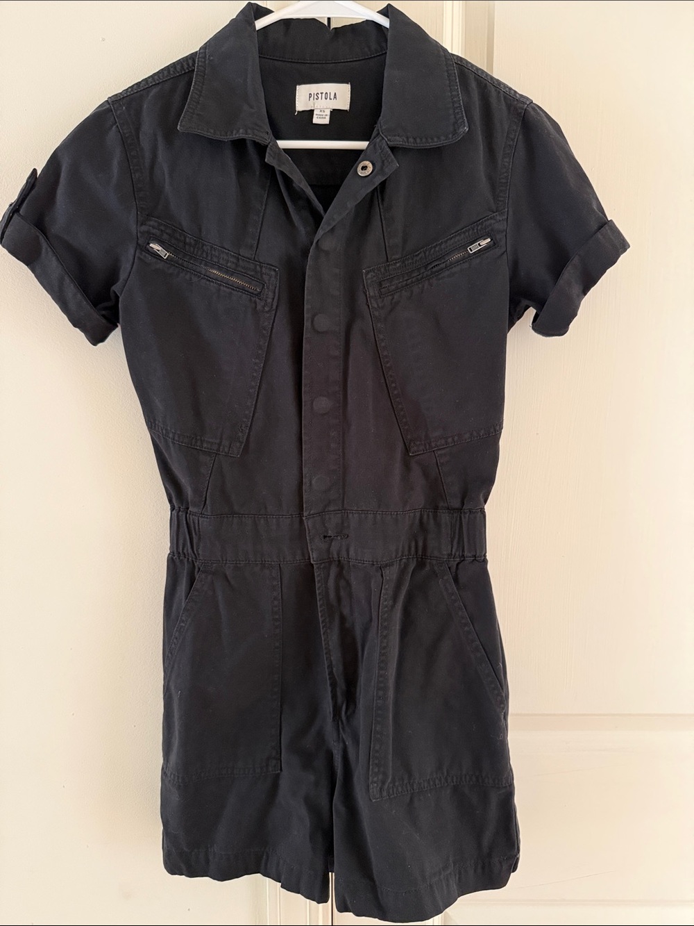 pistola Black Short Sleeve Women’s One-Piece Jumpsuit